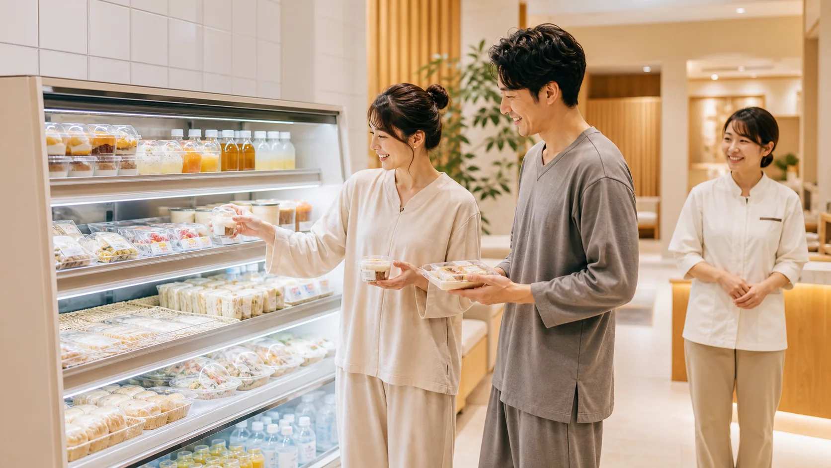 温浴施設の湯上がり利用シーン
